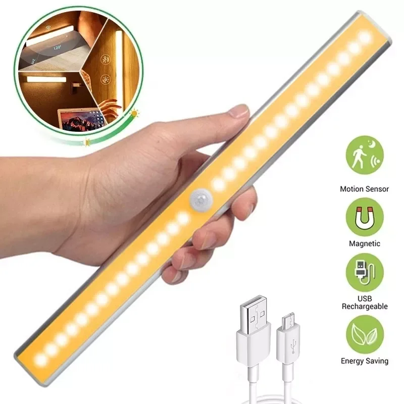 

Rechargeable Motion Sensor Lamp Wireless LED Night Lights For Kitchen Cabinet Bedroom Wardrobe Lamp Staircase Blacklight