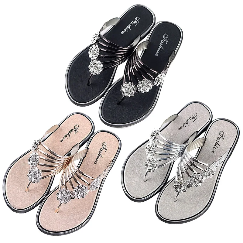 2023 New Women Sandals Flat Open Toe Fish Mouth Slippers 3D Flower Sandals Lightweight Flat Anti Slip Outwear Flip-flops