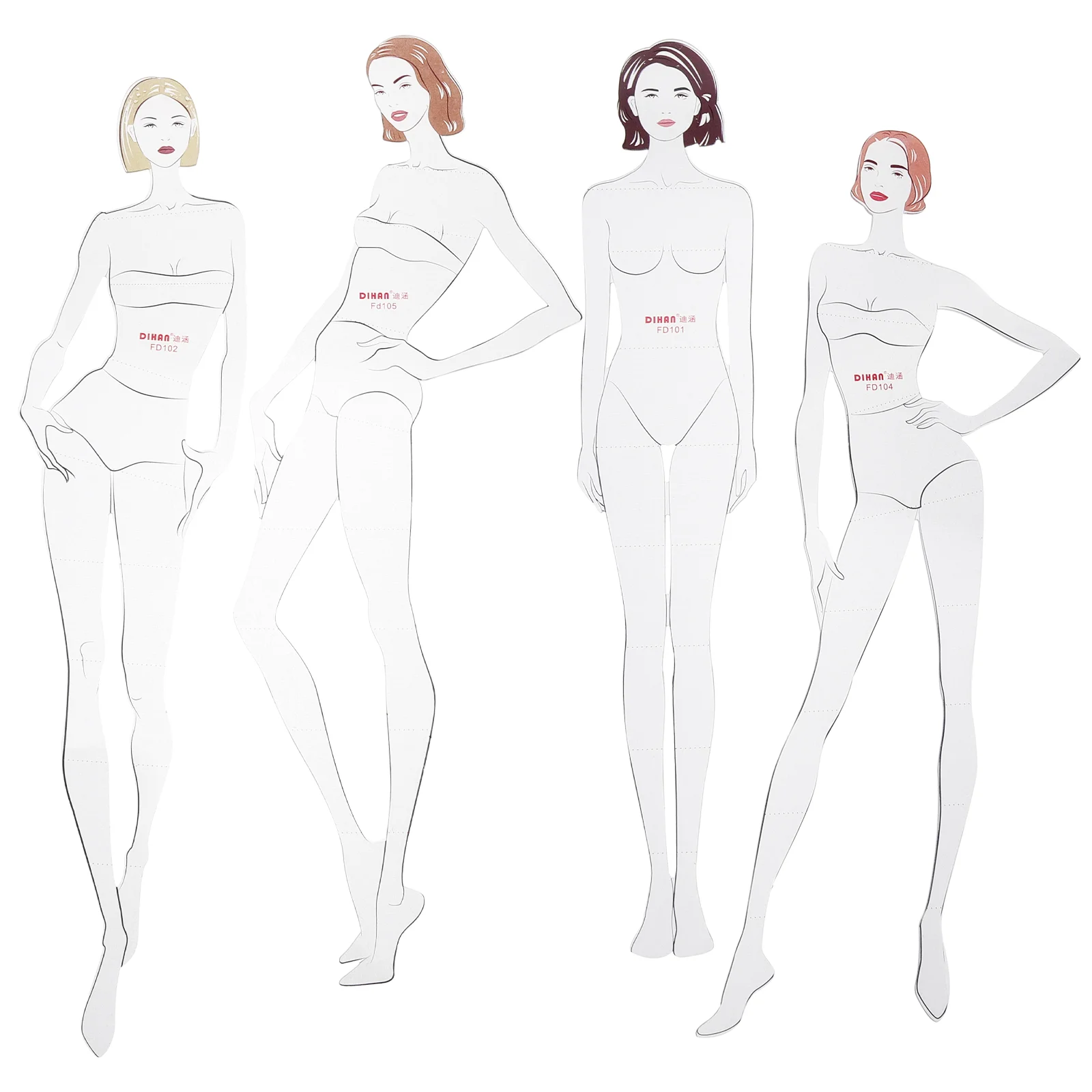 4 шт. нарисованный вручную манекен одежда измерительные линейки шаблон для