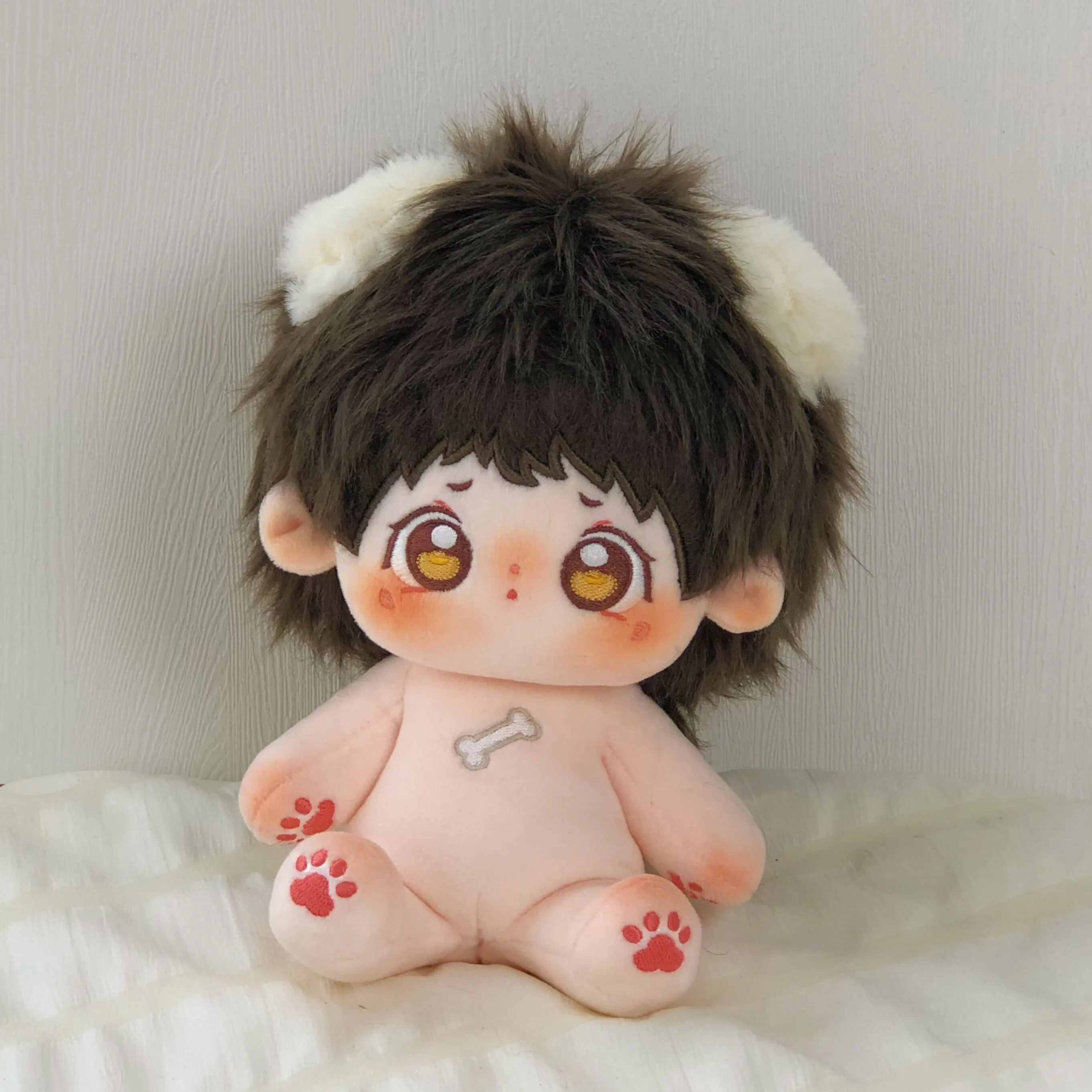 

In Stock No attribute 20cm Plush Stuffed Sitting Posture Dolls Normal Cotton Nude Doll Cartoon Cute Small ear Cospaly Gifts