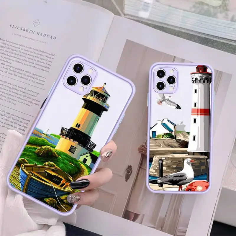 

Lighthouse Print Bird Seagull Phone Case for iPhone 11 12 13 Mini Pro Max 8 7 Plus X XR XS MAX Matte Silicone Back Cover