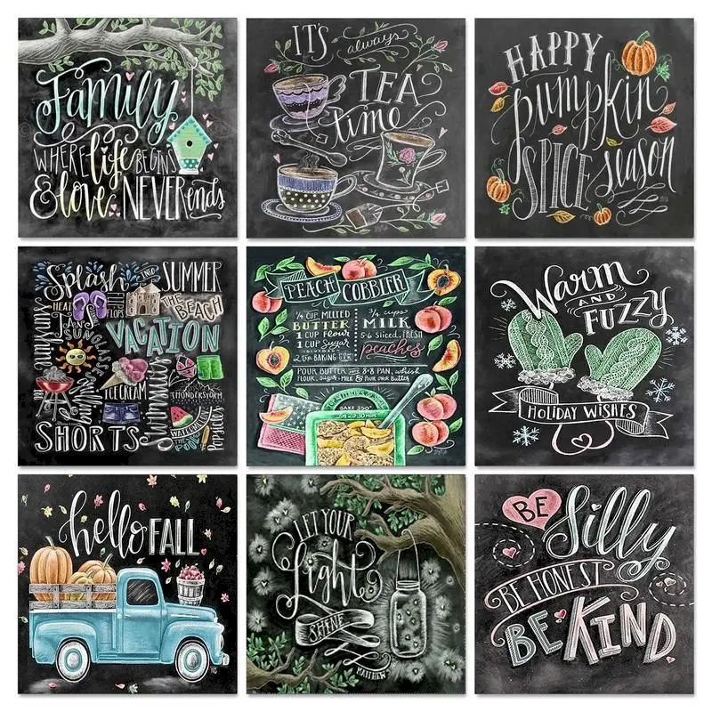 

RUOPOTY DIY 5D Diamond Painting Kit Blackboard Full Square Diamond Embroidery Rhinestone Pictures Art Wall Decor Home