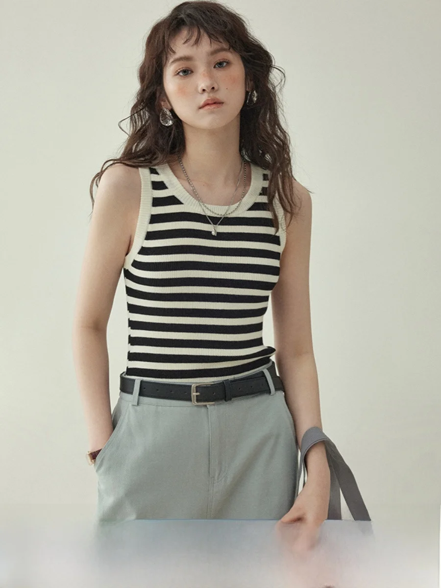 North Island Amuu полосатая вязаная майка без рукавов с французским рукавом женская