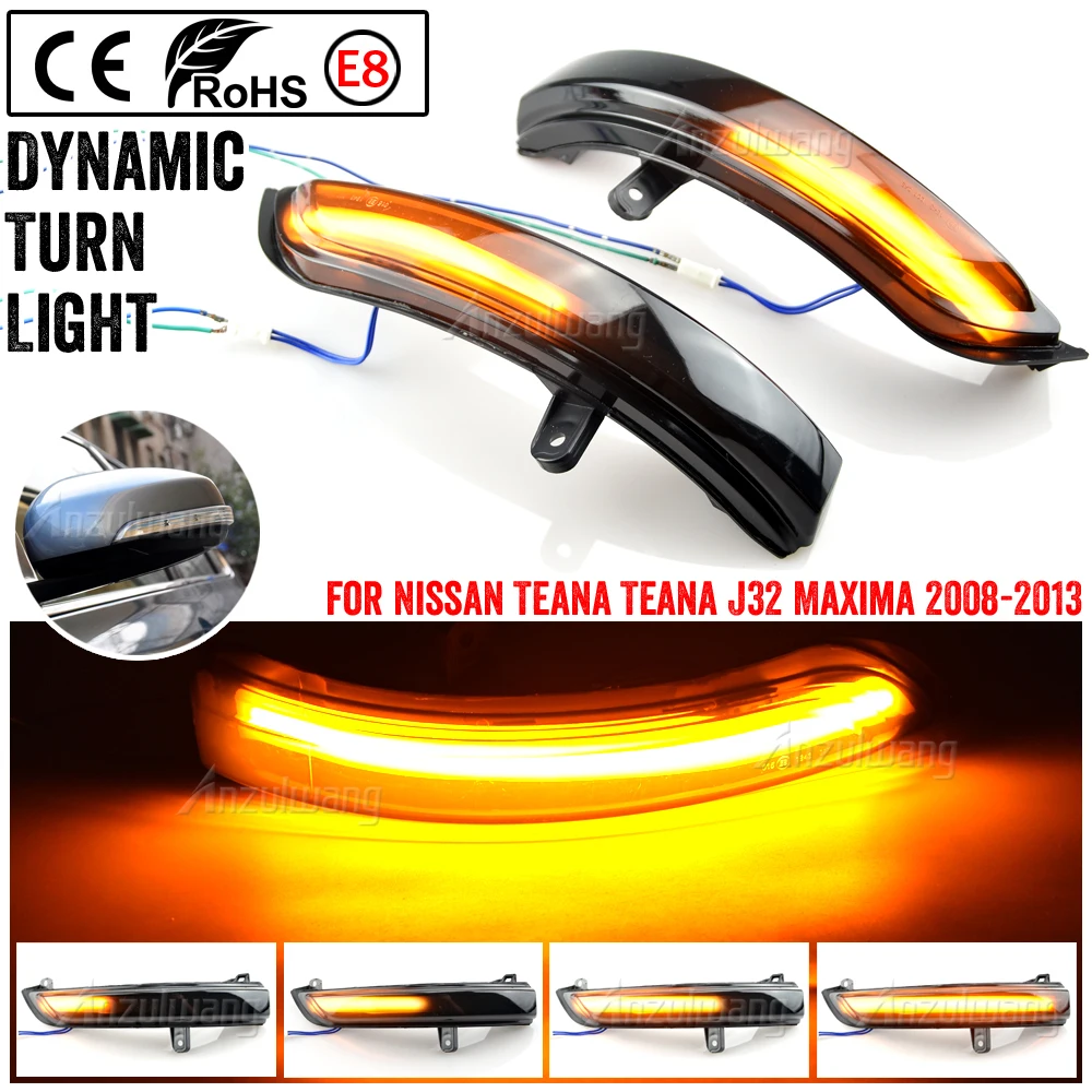 2pcs Dynamic Turn Signal LED Side Mirror Indicator Blinker Sequential Light For Nissan Teana J32 2008-2012 Maxima