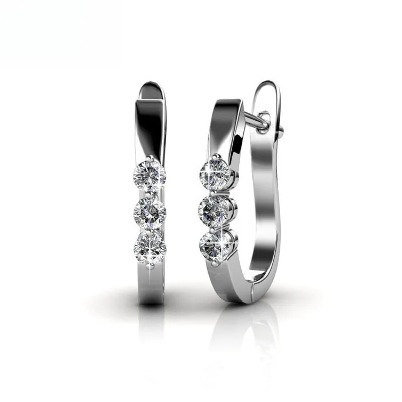 Фото Daisini стерлингового серебра 925 пробы, нежные висячие серьги из розового золота с кристаллами Сваровски для женщин, обручальные украшения №3