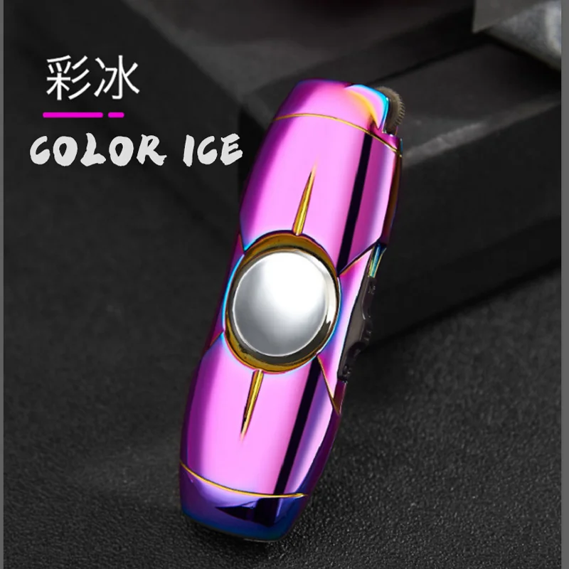 

2022 new straight-to-blue flame fingertip gyro inflatable lighter, rotating creative gyro windproof lighter