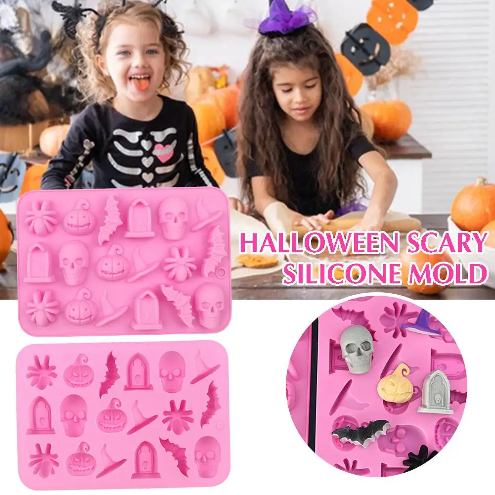 

Halloween Scary Molds Silicone For Cupcake Topper Decorating DIY Resin Clay Crafting Projects Cake Baking Mold H8P3