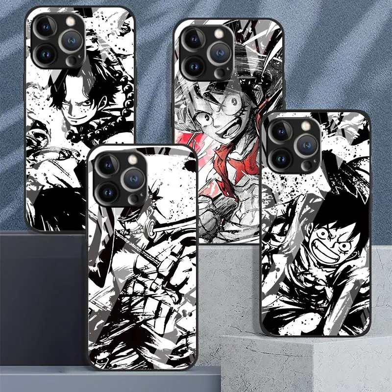 

Tempered Glass Case for Apple iPhone 13 14 11 12 Pro Max mini XR X XS max 7 8 6 6S Plus SE Phone Cover Bounty Anime Ink