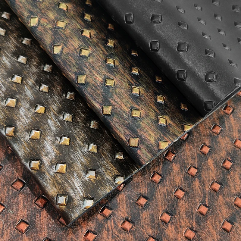 

Vintage embossed Diamond Bump leather sheets PU Synthetic Leather Cuero for Handbags Shoe Materials Box,crafts Fabric 30x135cm
