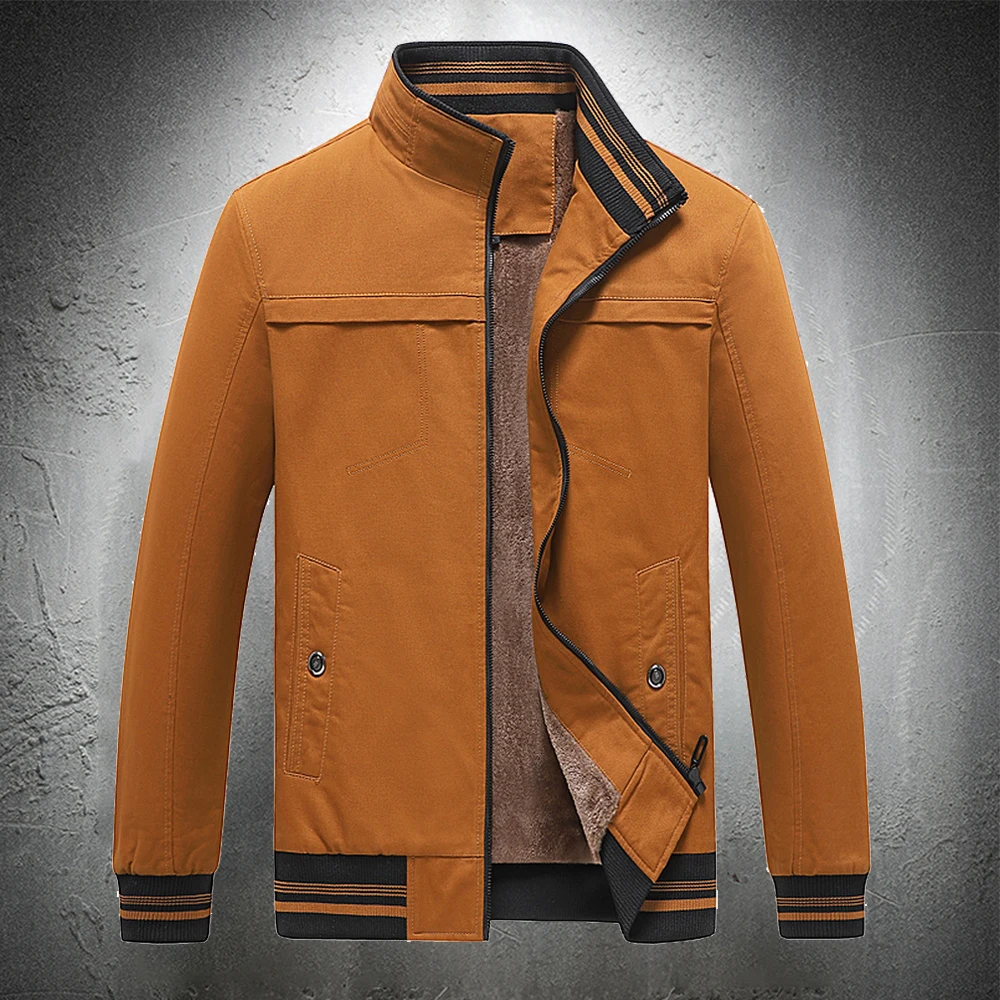 

Мужская осенне-зимняя куртка Y2K, рабочая куртка с воротником-стойкой, пальто из чистого хлопка, однотонная теплая утепленная легкая куртка н...