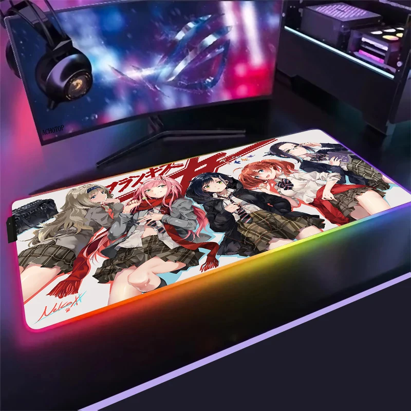 

Игровой коврик для мыши Zero Two Hi In The Franxx, RGB, большой компьютерный коврик для мыши, подсветка для клавиатуры