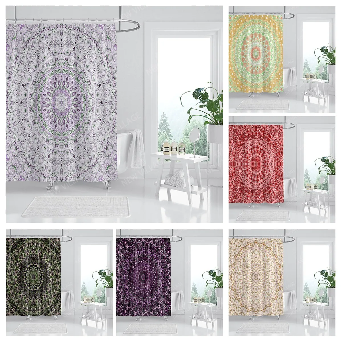 

Waterproof fabric shower curtains Bathroom curtain accessories 180x200 Bath curtain for shower 240*260 nordic boho decoration
