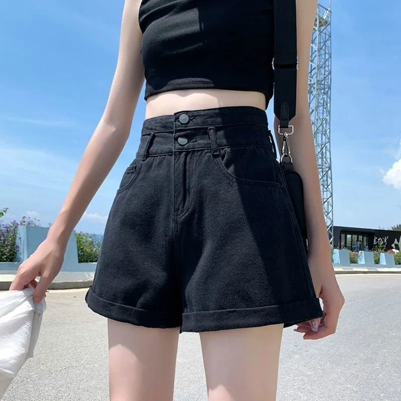 Ultra-high Waist Jeans Women Shorts 2023 New Loose and Thin A-word Everything with Wide Leg Curly Edge Short Shorts Booty Shorts