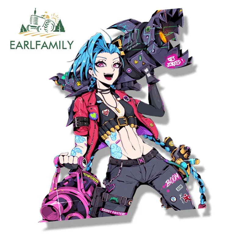 

EARLFAMILY уличная одежда Jinx Fanart автомобильная наклейка сумасшедшая девушка пощечина наклейка эскиз Waifu JDM мультфильм Peeker граффити наклейки автомобильная пленка