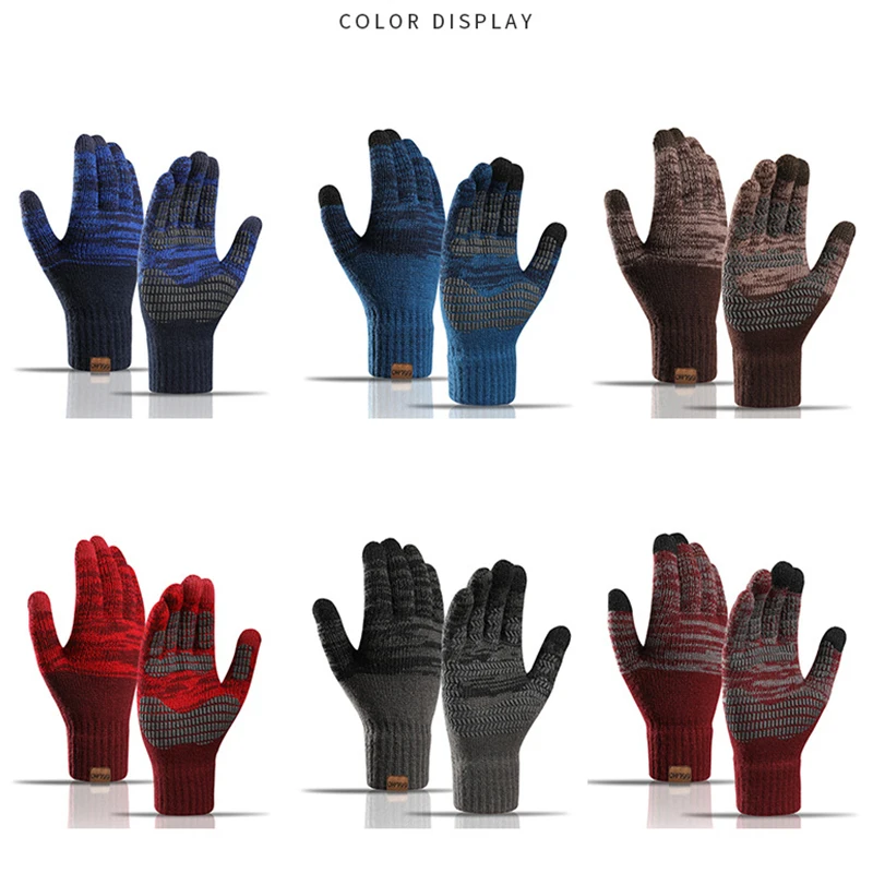 

1Pair Winter Gloves Cashmere Knitted Warm Thick Gloves Touch Screen Skiing Gloves Male Keep Warm Free Size Winter, Autumn