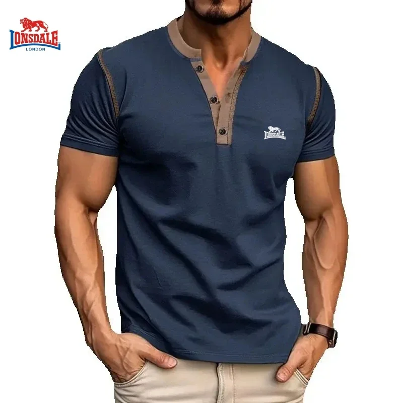 Летняя мужская высококачественная рубашка-поло Генри с вышивкой модный