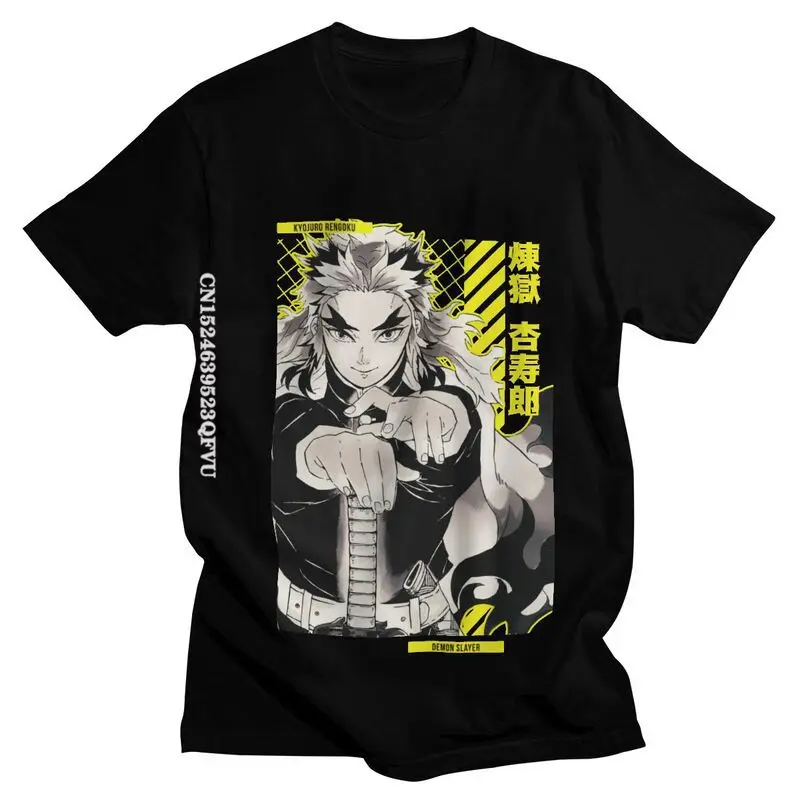 

Vintage Demon Slayer Kimetsu No Yaiba T Shirt Cotton T-Shirts Mens Designer Tshirt Anime Kyojuro Rengoku Mens Designer Clothes