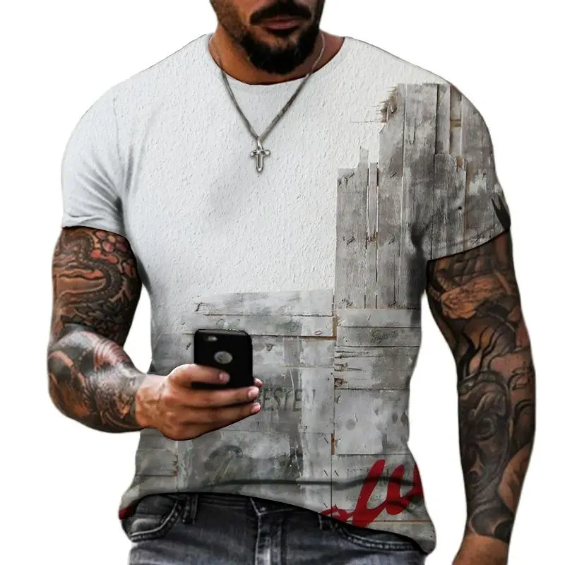 

New street personality graffiti men's t-shirt fashion 3D printing plus size men's t-shirt comfortable short-sleeved T-shirt