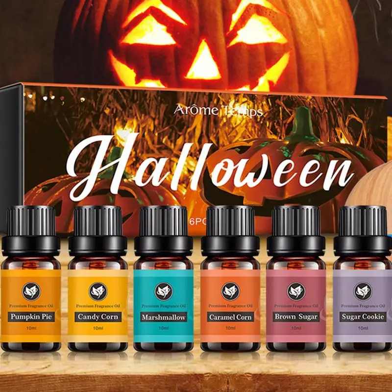 

6pcs Essential Oils Kit Aromatherapy Oil Set Aroma Fragrance Oil For Candles Diffuser Humidifier Air Freshener Halloween Gift