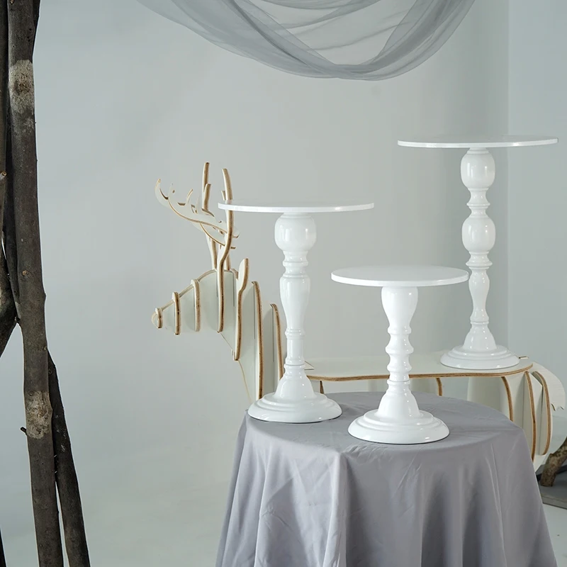 

Iron Cake Stand Wedding Props European Wedding Dessert Table High-Legged Cake Plate White Dessert Stand Display Stand
