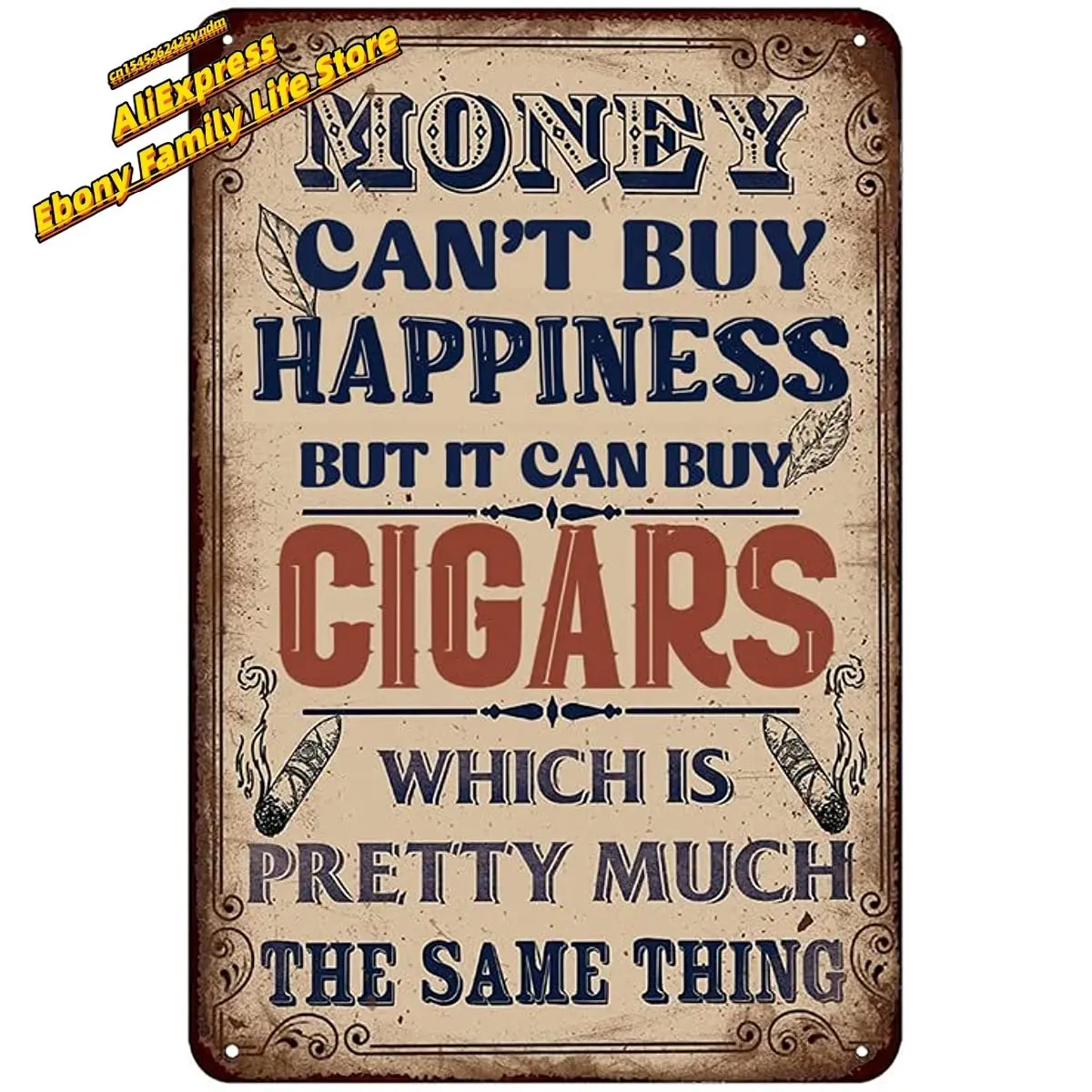 Забавная искусственная, украшение для мужской пещеры, деньги не могут купить счастье, но можно купить сигары, винтажный Настенный декор, настенное искусство для