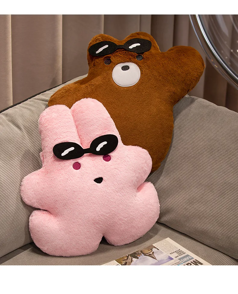 

Dark Glasses Pink Rabbits And Brown Bears Cool Cartoon Dolls Cartoon Animals High-quality Plush Doll Gifts