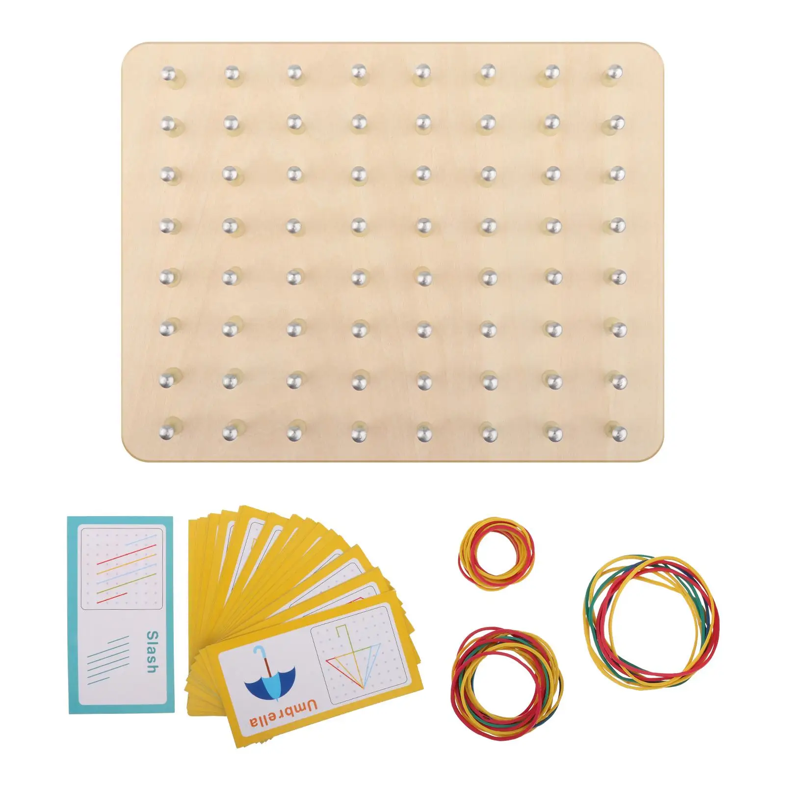 

Wood Geoboard Set Shape Puzzle Matrix Baby DIY Puzzle Creative Toy and 50 Rubber Bands for 3 4 5 Year Old Children Toddlers Kids
