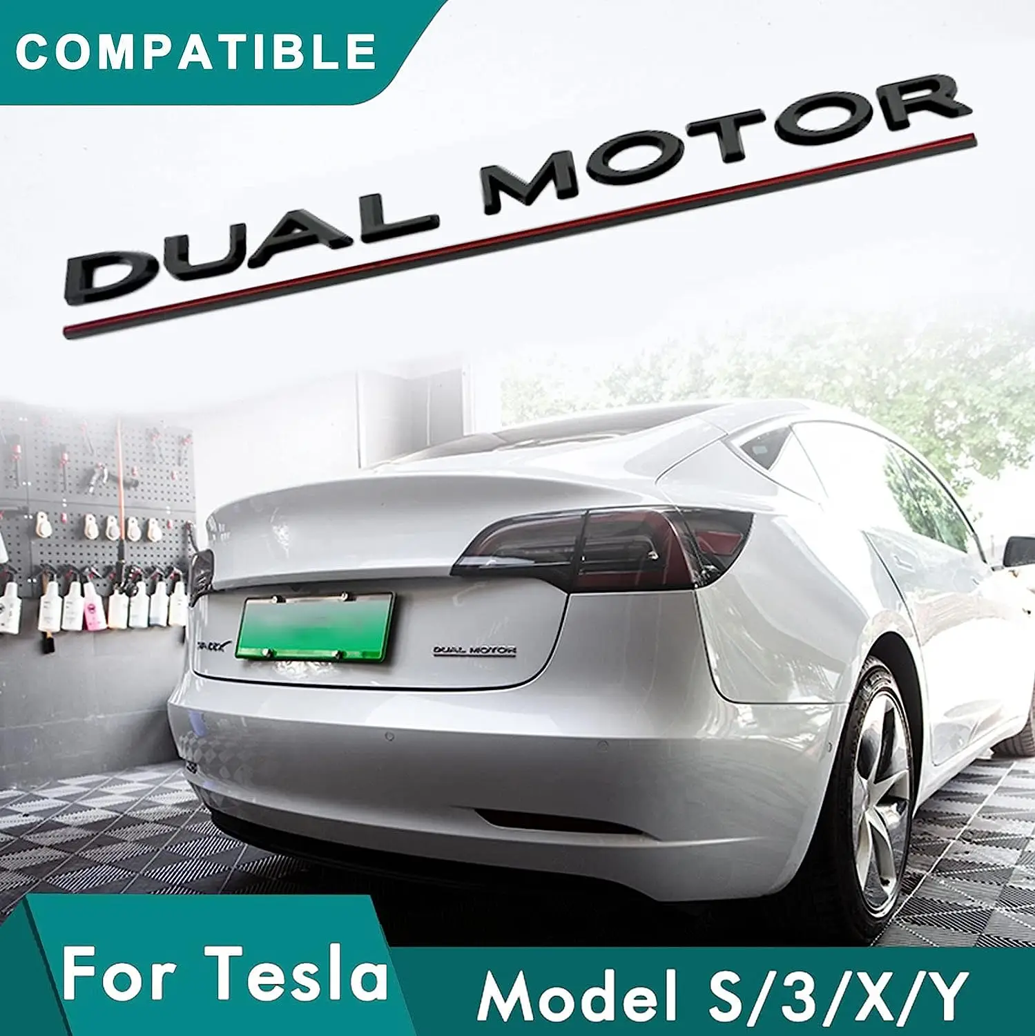 3d-эмблема с поднятым двойным Мотором для Tesla Model 3 Y X S, автостайлинг, высокопроизводительный значок на багажник