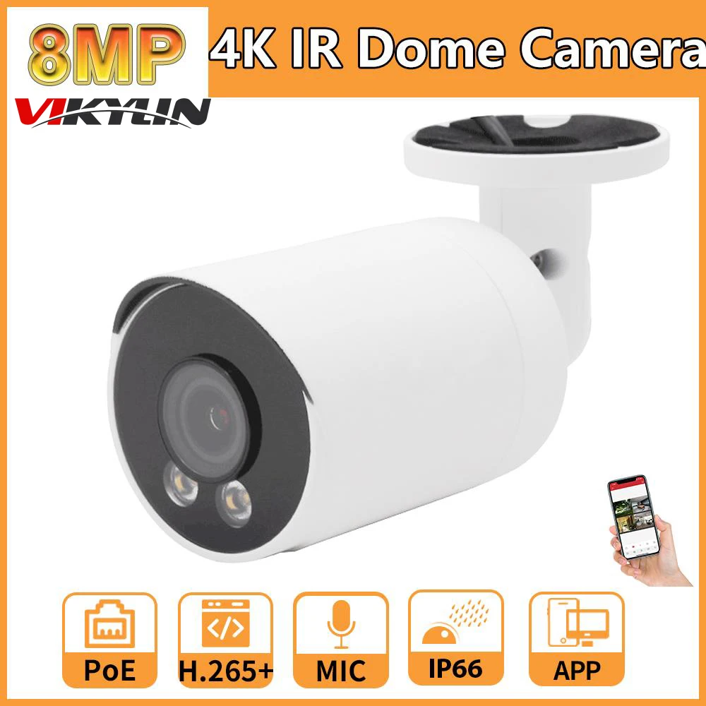 

IP-камера видеонаблюдения Vikylin, 4K, 8 Мп, PoE, встроенный микрофон