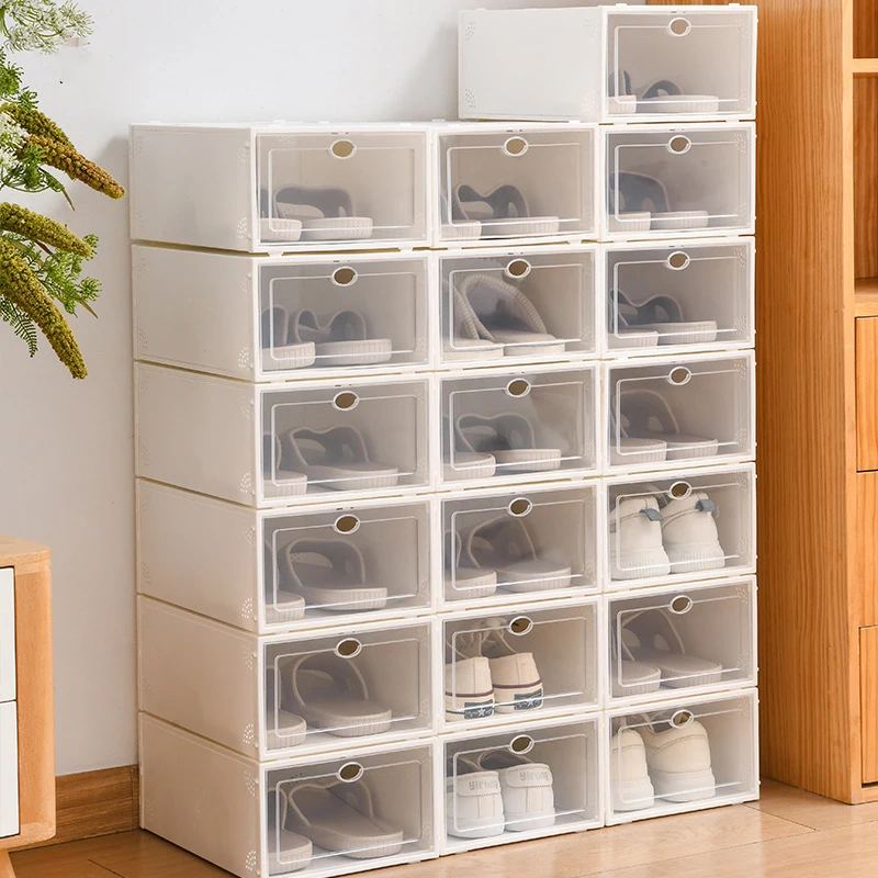 

3/6Pcs Shoe Storage Boxes Drawer Type Front Opening Shoe Rack Organizer Shoes Container Women's Sneakers Combined Shoe Cabinet