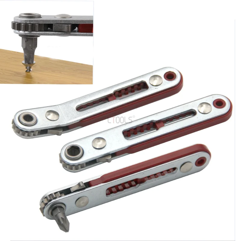 

Ratchet Wrench Multi-functional Two-way Forward Reverse Screwdriver Elbow Flat Head Wrench Driver Cross Slotted Screwdriver Tool