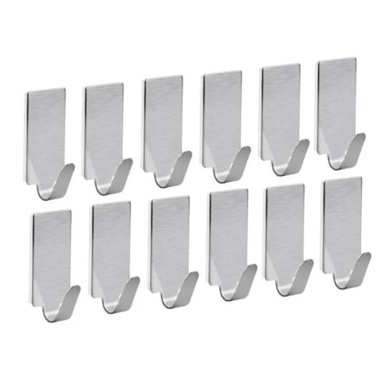 

Wall Door Stainless Steel Holder Kitchen Sticky Towel Hanger Hook Robe Peg Coat Self Adhesive Bathroom Durable
