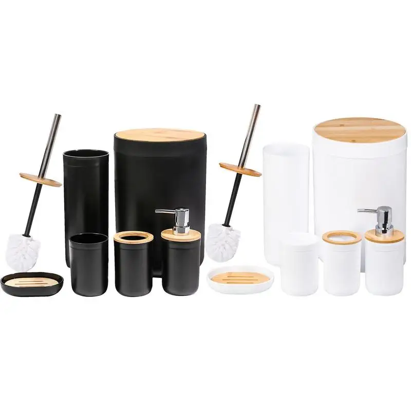 

Набор аксессуаров для ванной комнаты, набор из 6 предметов: диспенсер для мыла, держатель для зубных щеток, стакан для мыла, набор мусорных баков, Набор принадлежностей для ванной комнаты