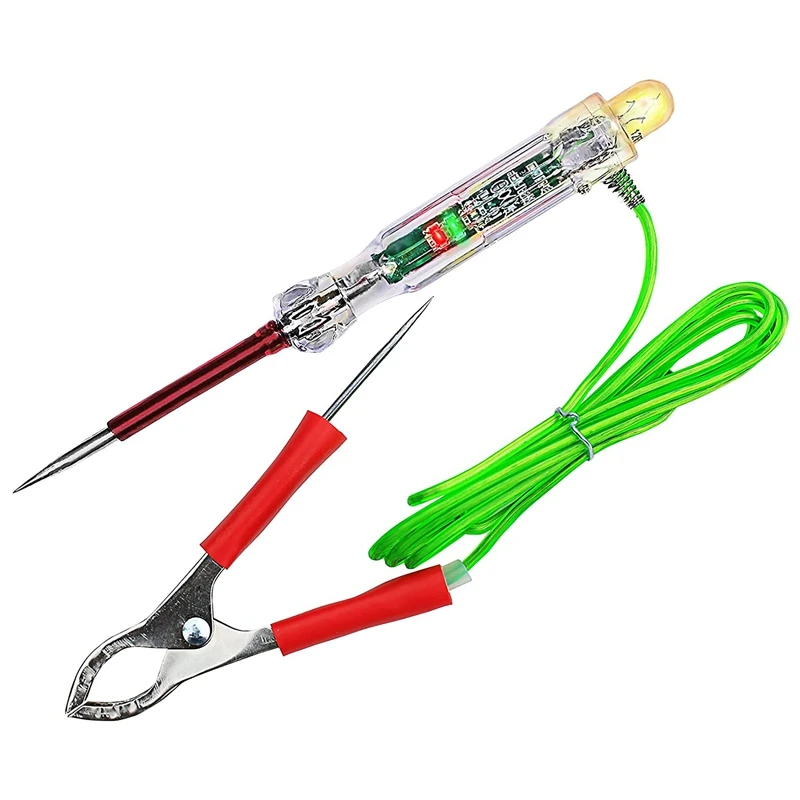 

Hot Automotive LED Circuit Tester 6-24V Test Light With Dual Probes 47 Inch Antifreeze Wire Alligator Clip For Testing