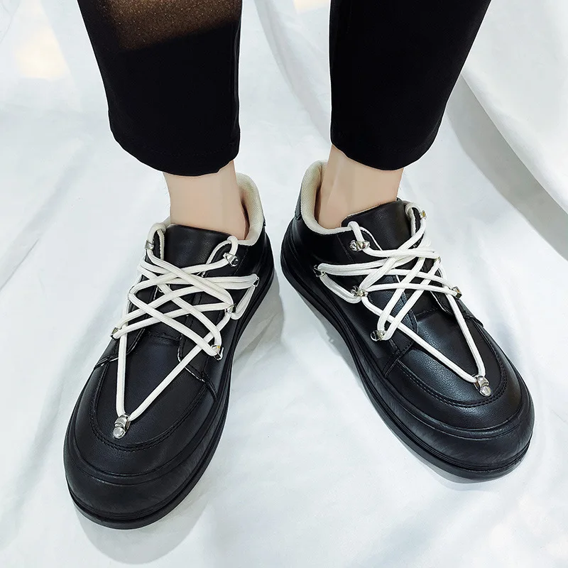 

Men Leather Shoes Spring Autumn Fashion Comfy Men Shoes Solid Luxury Men Causal Shoes Lace-Up Handmade Men Board Shoes