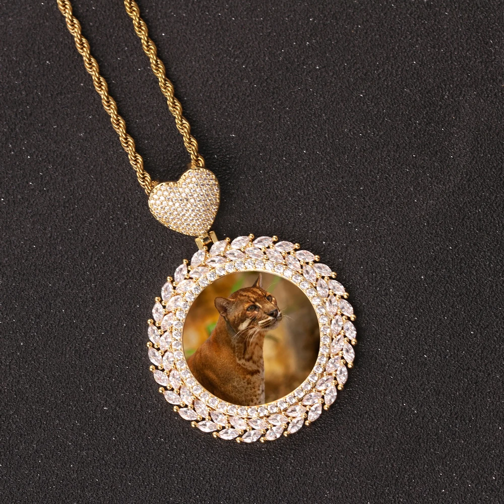 Ожерелье в стиле хип-хоп с подвеской виде сердца Листьев рамки для фотографий