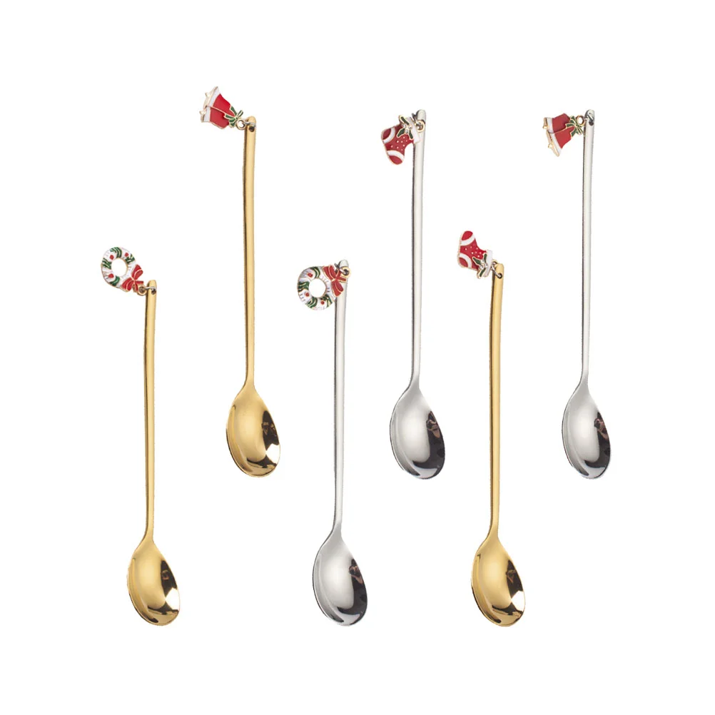 

Spoons Spoonchristmas Espresso Ice Coffee Stainless Steel Holiday Cream Tea Soup Teaspoons Scoop Small Dessert Bar Dinner