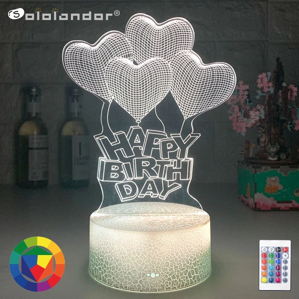 3D лампа на день рождения, креативный Ночной светильник 7 цветов, новая иллюзия, ночная лампа, иллюзия, настольная лампа для дома, светильник