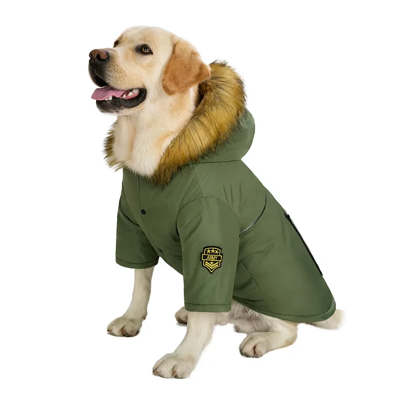

Winter Clothes for Dogs Polyester Leisure Luxury Dog Clothes Reflective Thickened with Pockets Dog Clothing Large Dogs Clothes