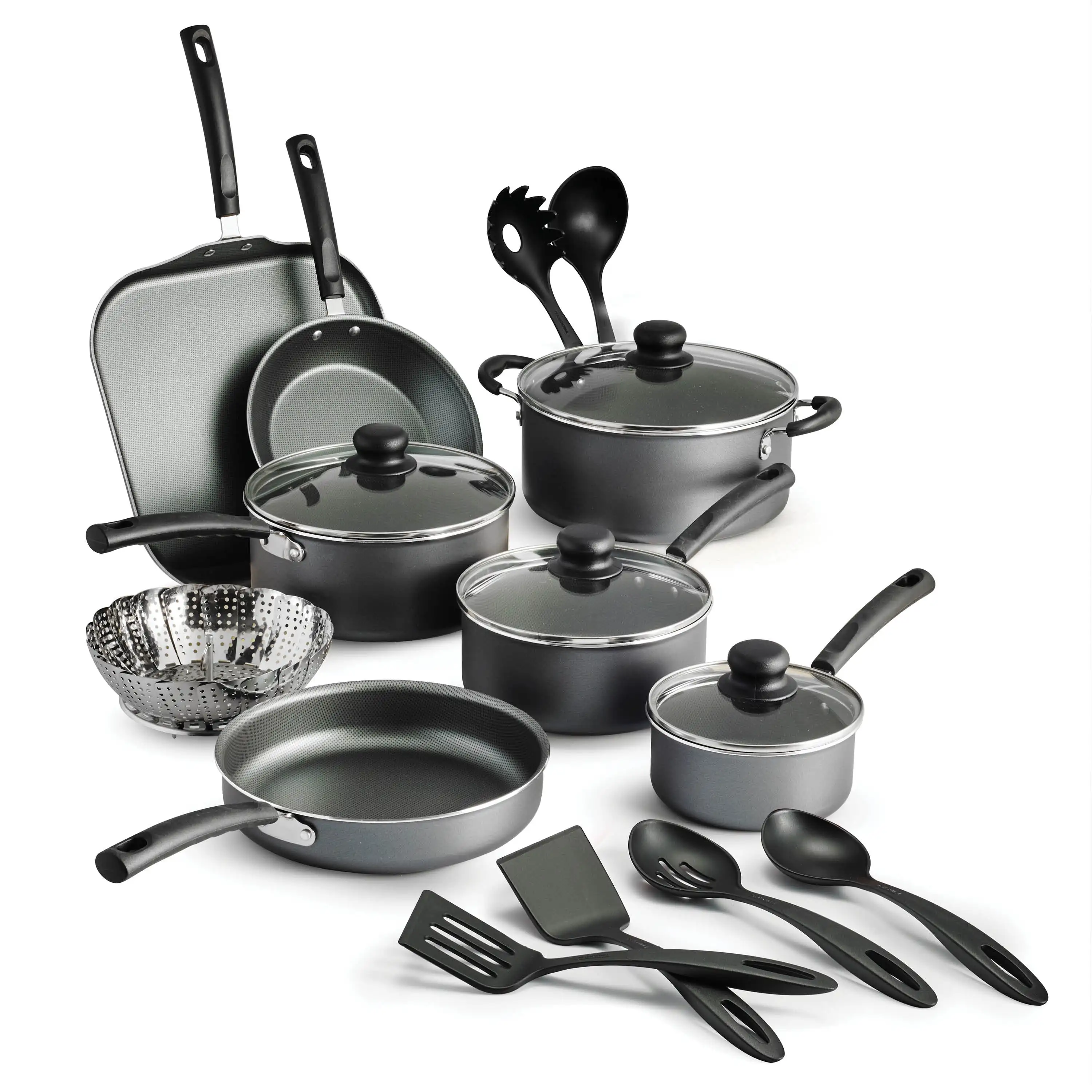 

Tramontina Primaware 18 Piece Non-stick Cookware Set, Steel Gray