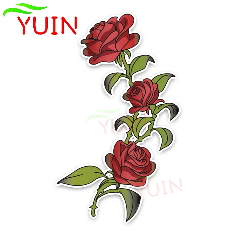 

Rose Flowers Winding Car Sticker Auto Accessories PVC Bumper Window Graphic Decoration High Quality Waterproof Decal 16*10cm