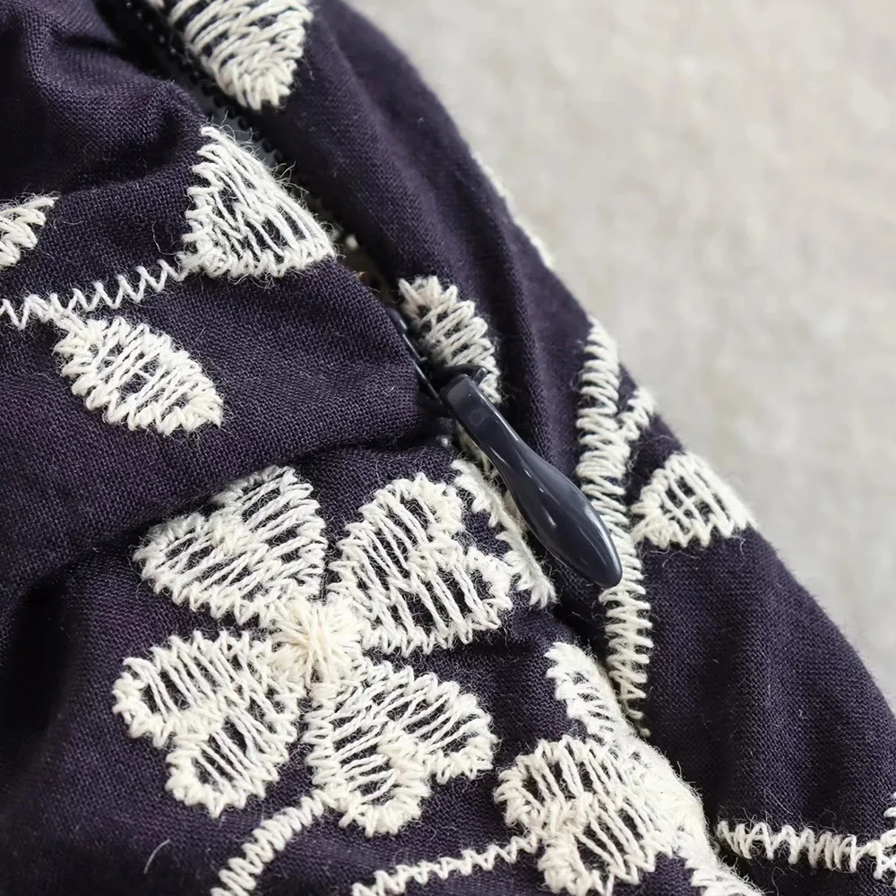 TRAF Women Fashion Front Knotted Embroidery Shorts Skirts Vintage High Waist Side Zipper Female Skort Mujer New Casual Clothes