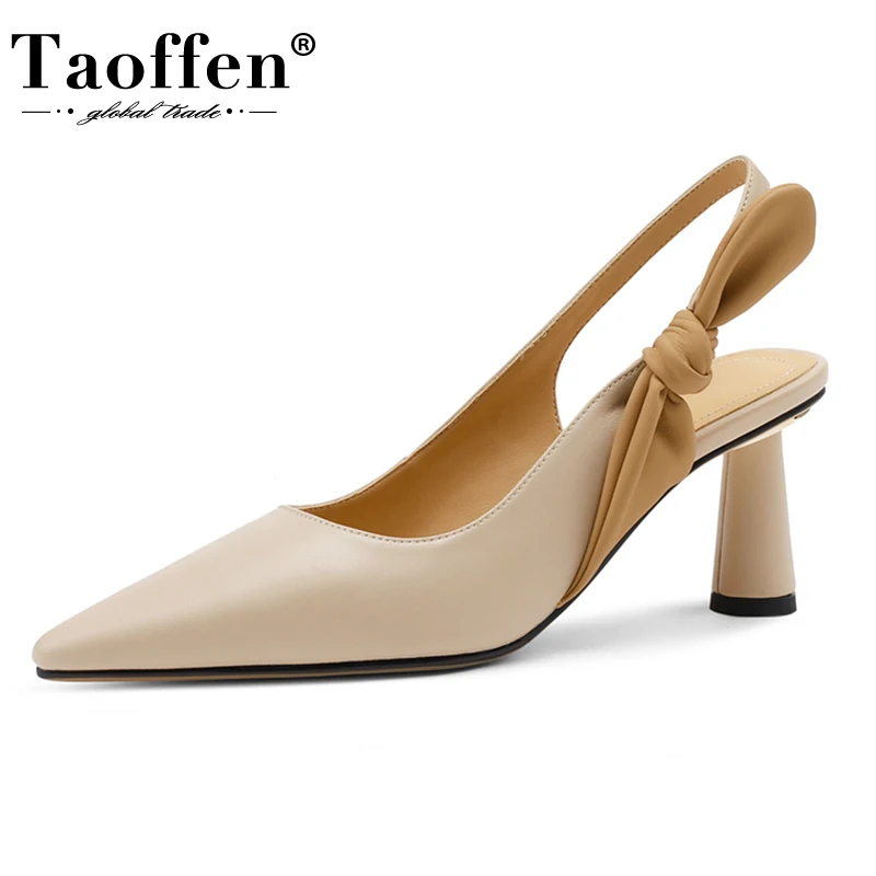 

Taoffen 2022 Women Real Leather Sandals Strange Heel Ins Style Woman'S Shoes Fashion Party Club Shoes Footwear Size 33-40