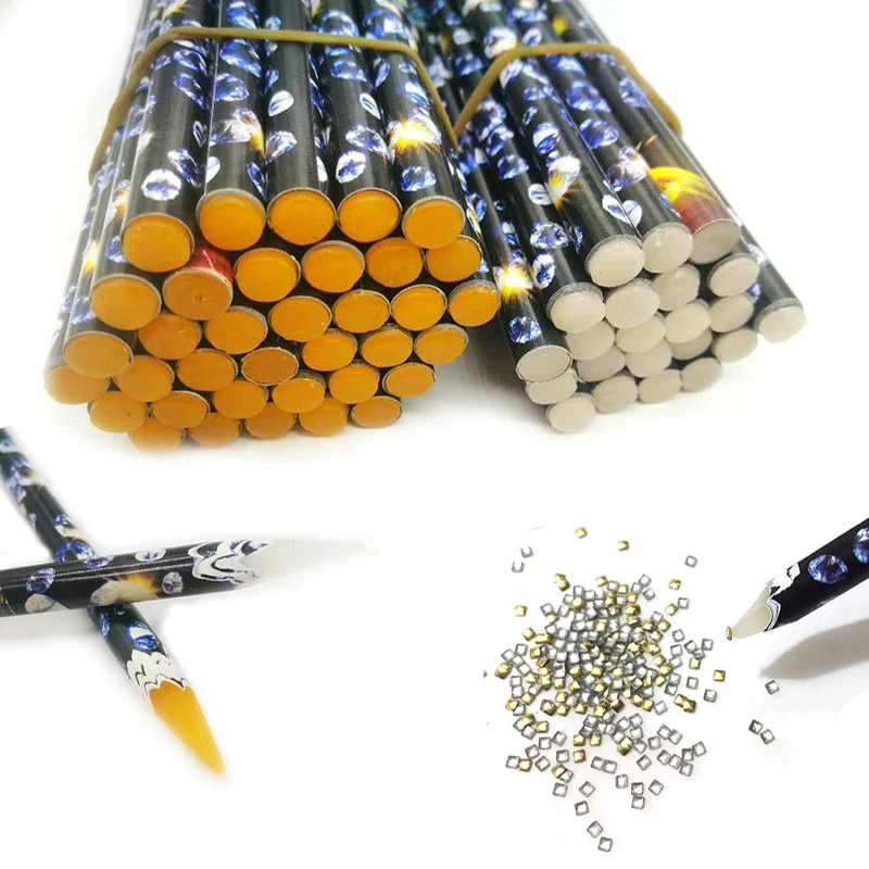 1pcs Profressional Nail Dotting Tool Wax Pencil Beads Gems Rhinestone Picking Up Pen Nail Art Pencil Stick Manicure Dotting Tool
