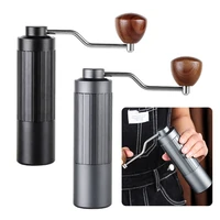 with wood handle kitchen tool spice adjustable setting manual coffee grinder coffee bean mill stainless steel burr