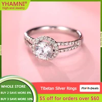 elegant female 2ct round created diamond rings original 925 silver color wedding band crystal jewelry proposal rings for women
