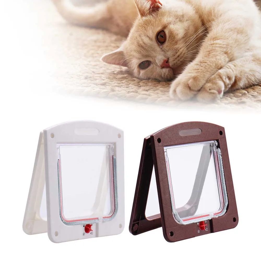 

Pet Door Dog Cat 4 Way Locking Flap Interior Exterior Weatherproof Doors Cats Doggie Suitable security Window Gate Pets Supplies