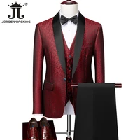 blazer vest pants wedding dress product prom dress luxury blue tuxedo 3 piece set mens businss formal suit party m 5xl