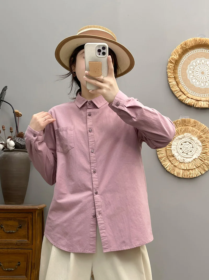 Молодежные блузки из 100% хлопка женские весенние в японском стиле с длинными