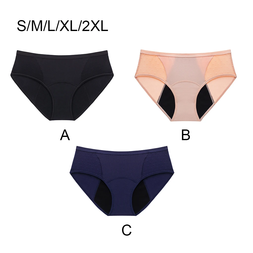 

3 Pcs Cotton Menstrual Panties Large Flowing Absorbency Leakproof Briefs Plus Size Fast Absorbent Sexy Mesh Period Lingerie